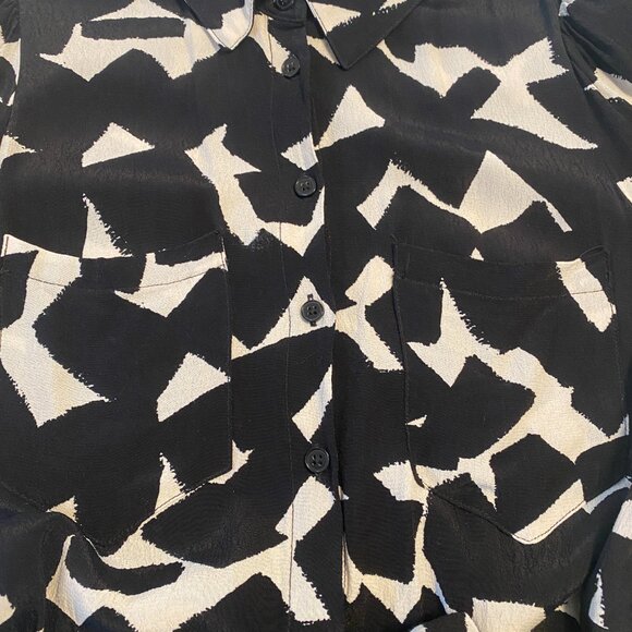 ZARA Black & White Print Midi Belted Shirt Dress, Size M - Picture 7 of 10